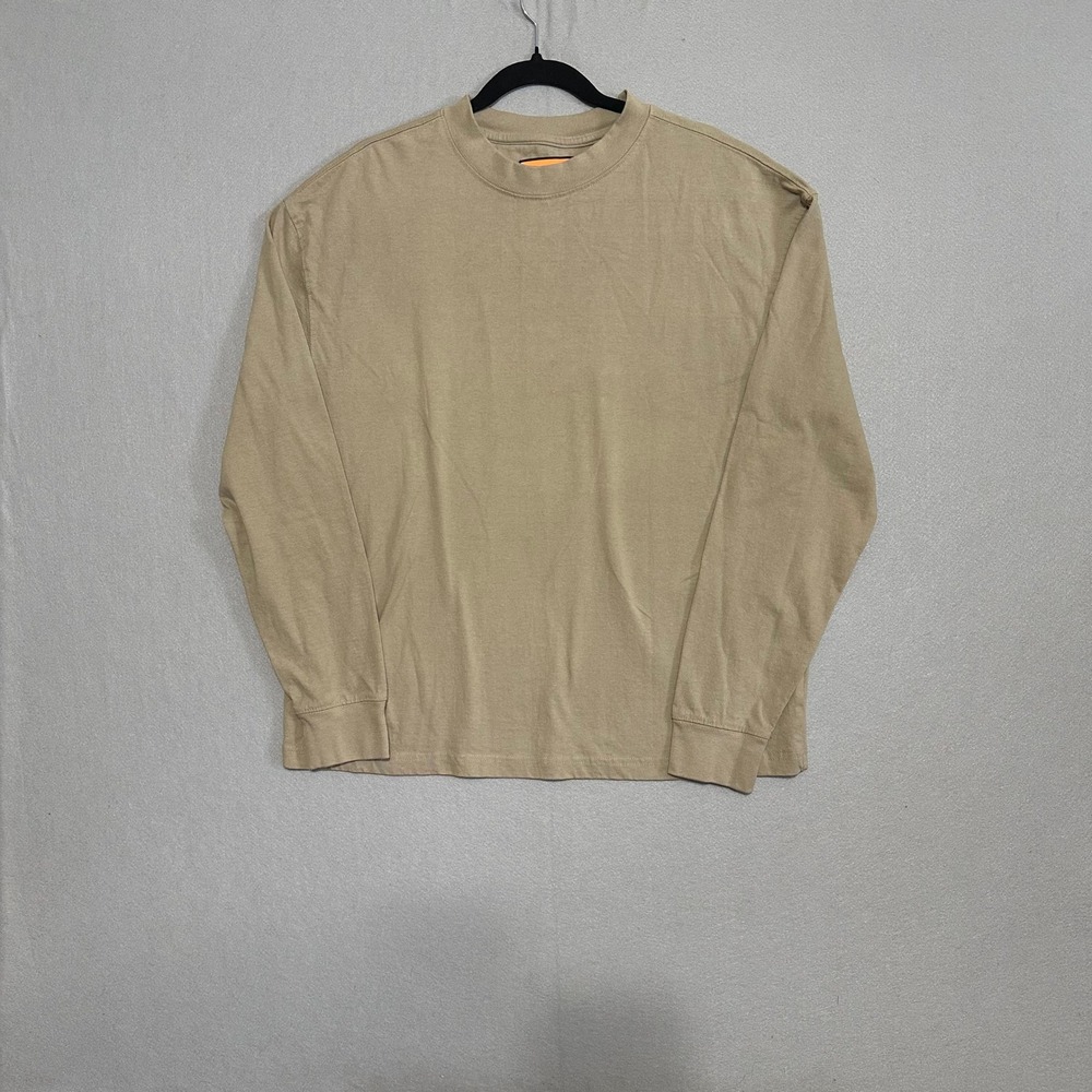 GSTR‎ Mens Oversized Boxy Fit Long Sleeve T-Shirt Tan Khaki Large